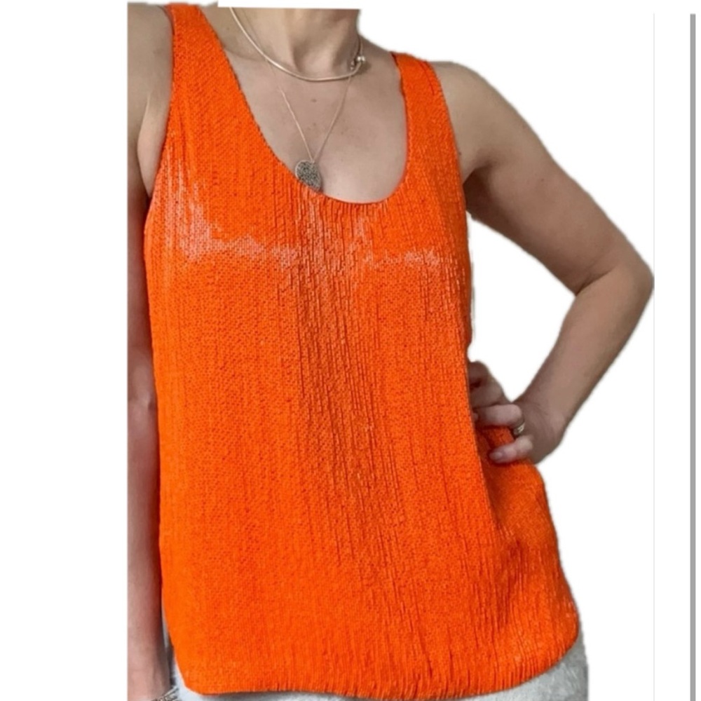 NWT Ralph Lauren Blue Label Orange Beaded Top, Size 6